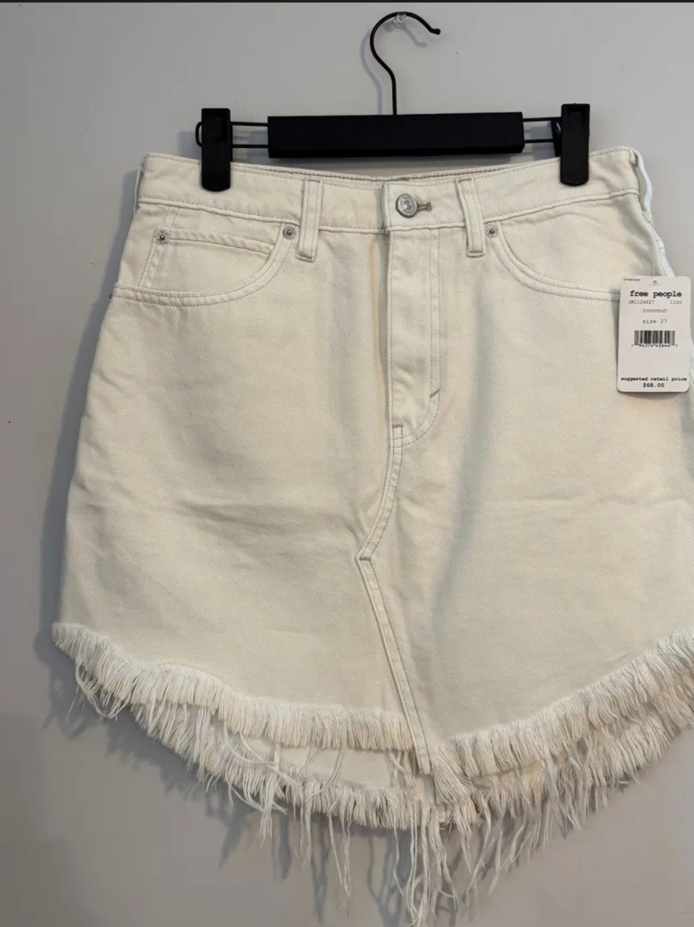 Free People Cream Fringed Mini Skirt